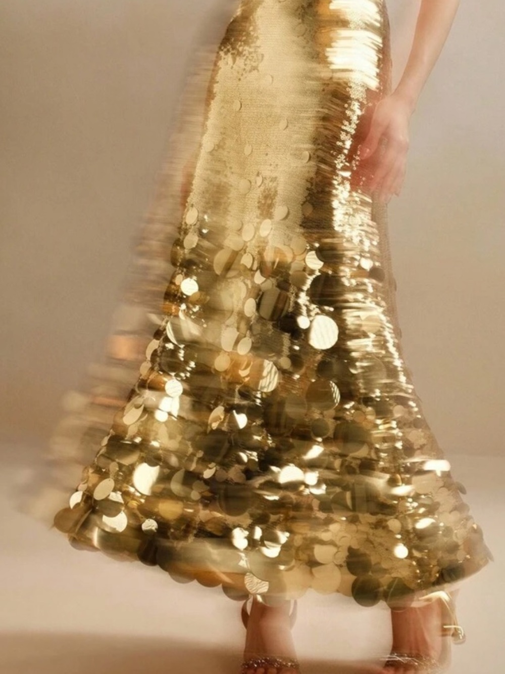 Gold Sequin fashionable - Elegant Metallic Party Skirt ,l - Picture 7 of 13